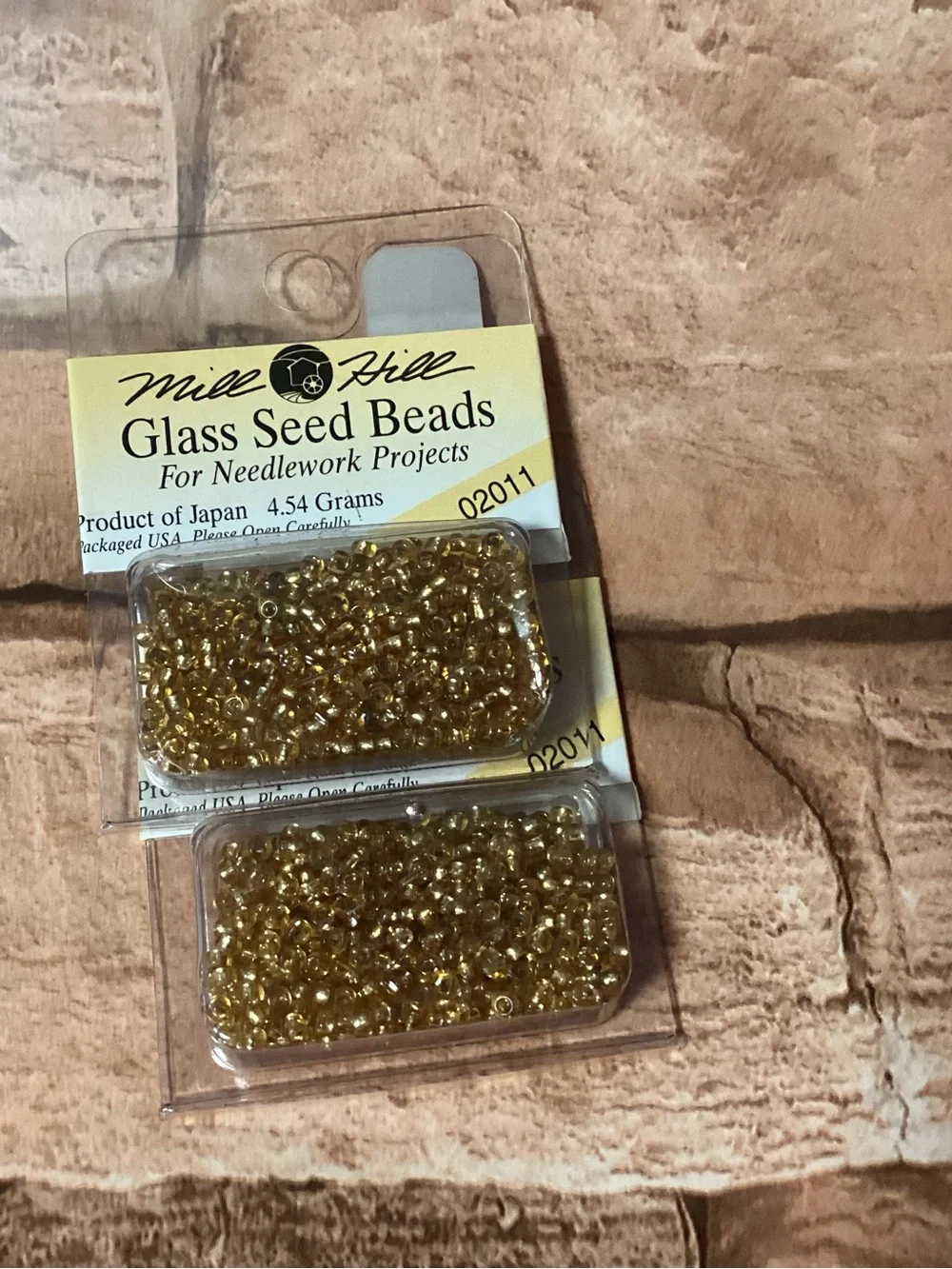 9 NEW packs of glass seed beads-Red*white*gold